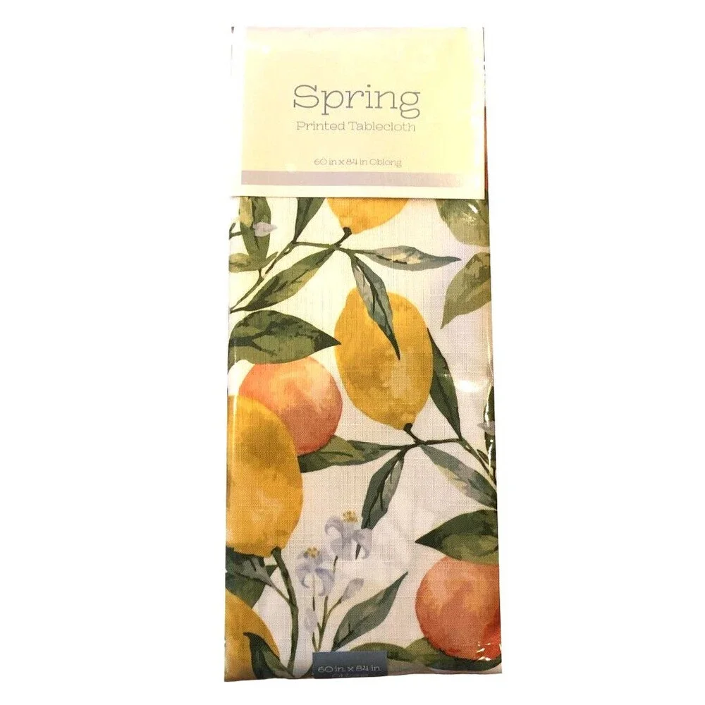 Lemon Lemons Fabric Tablecloth French Country Easy Care Polyester 60x84